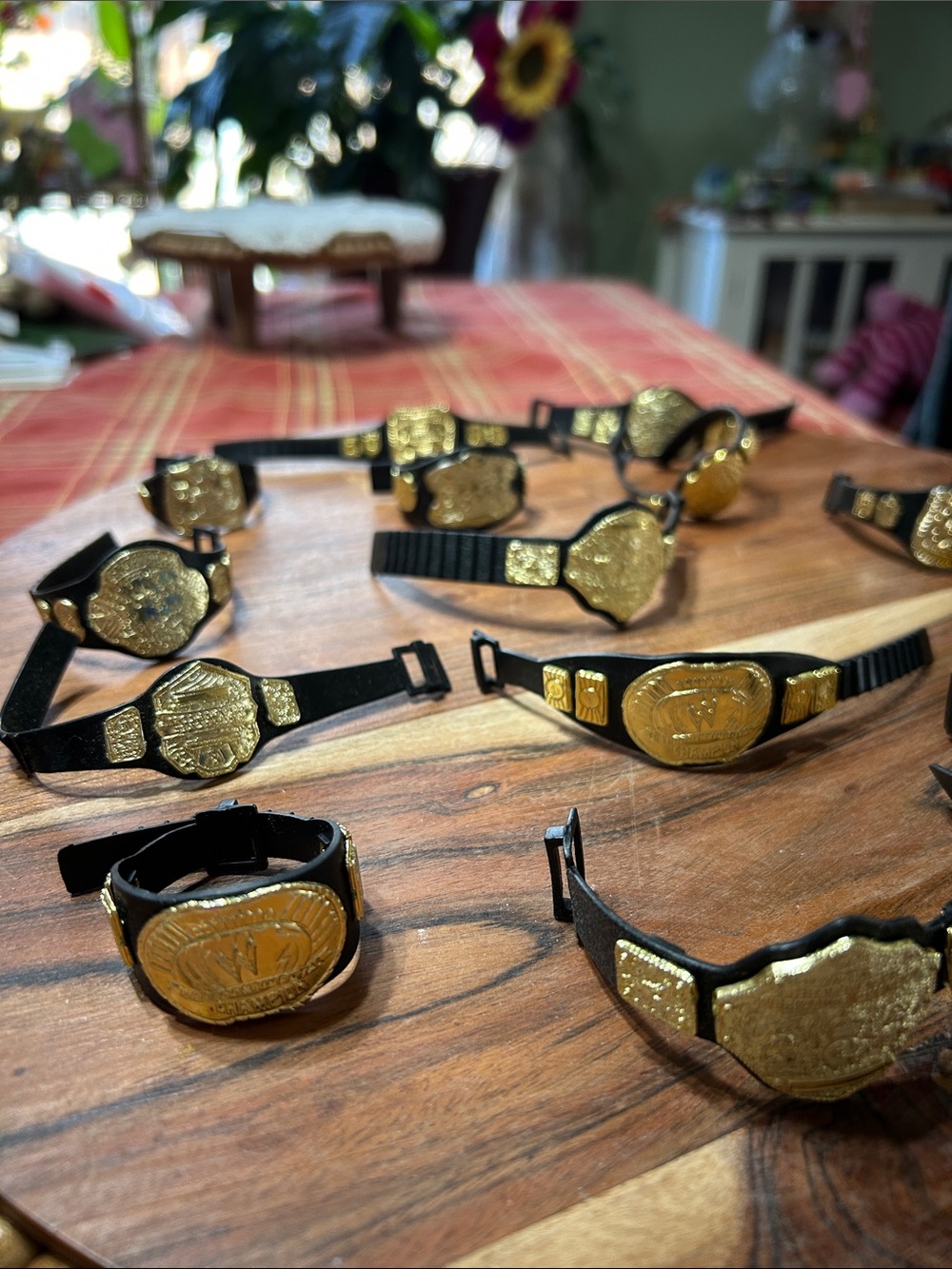 Vintage Bundle of 15 Various Mini WWE Action Figure Championship Belts NEW